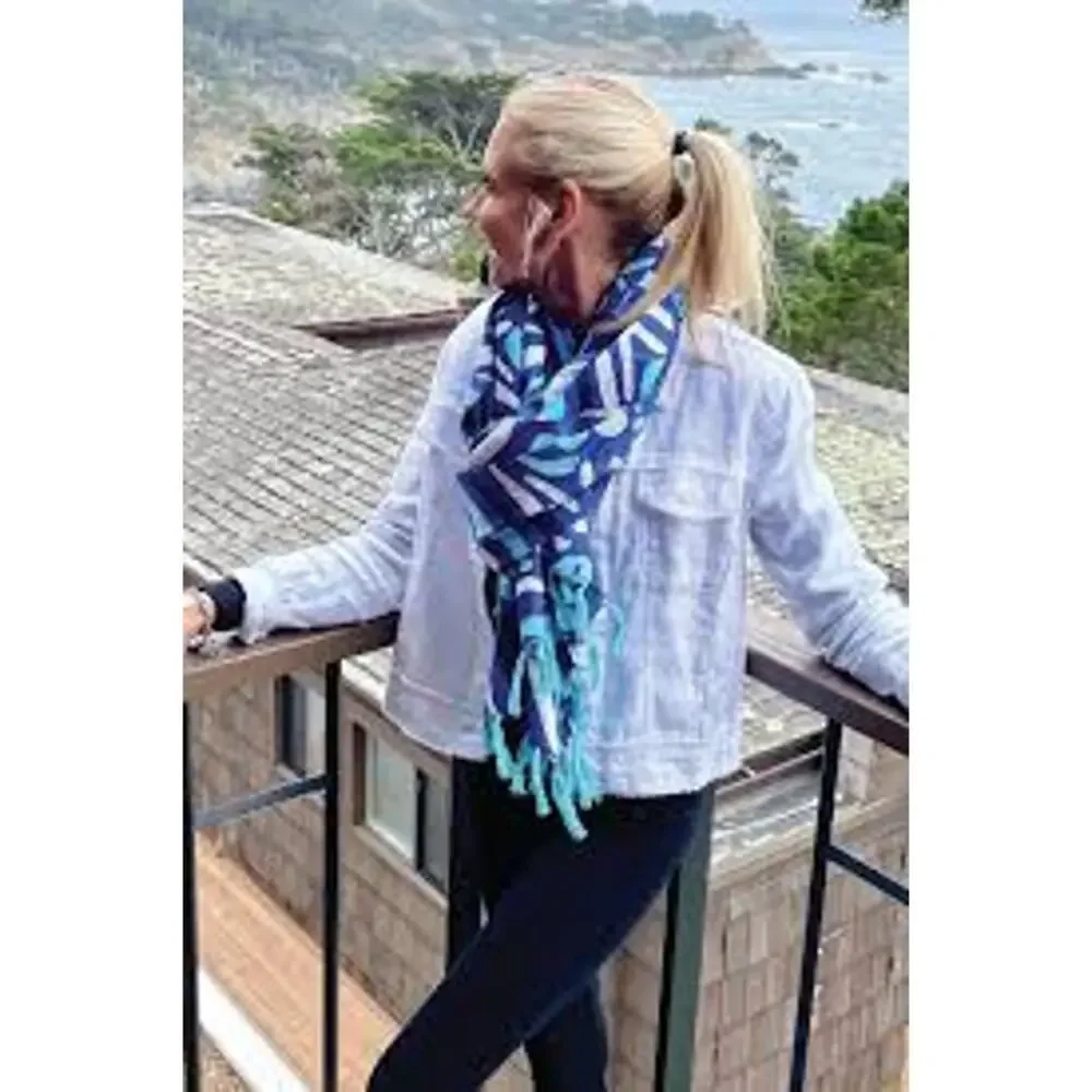 Lilibridge Bahamas Wrap Zebra Cat Blue White Sarong Scarf,Swim Cover Up